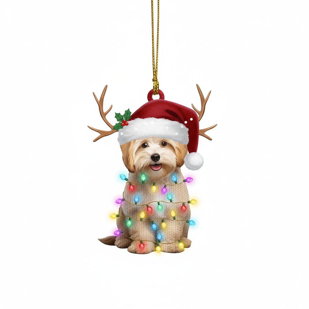 [2D FLAT ACRYLIC] Adorable Havanese Christmas Ornament – Festive Dog Lover Gift & Car Charm