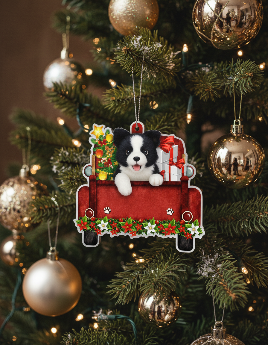 [2D FLAT ACRYLIC] Blue Heeler Red Car Christmas Ornament 2024 | Keepsake Gift for Cattle Dog Lovers