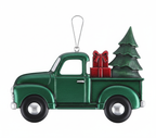 [2D FLAT ACRYLIC] Blue Metal Truck Christmas Ornament | Vintage Holiday Decor & Trucker Gift