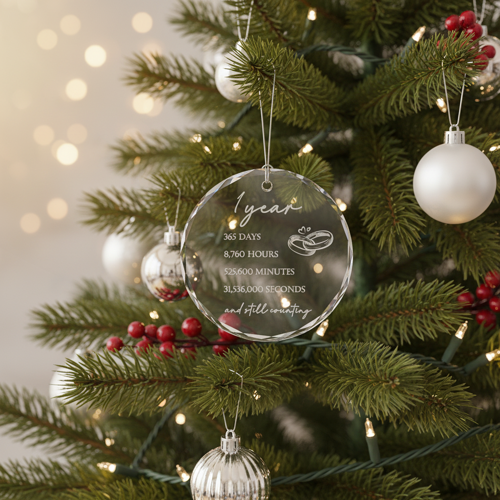 [2D FLAT ACRYLIC] 1st Wedding Anniversary Glass Ornament – Keepsake Gift for Couple