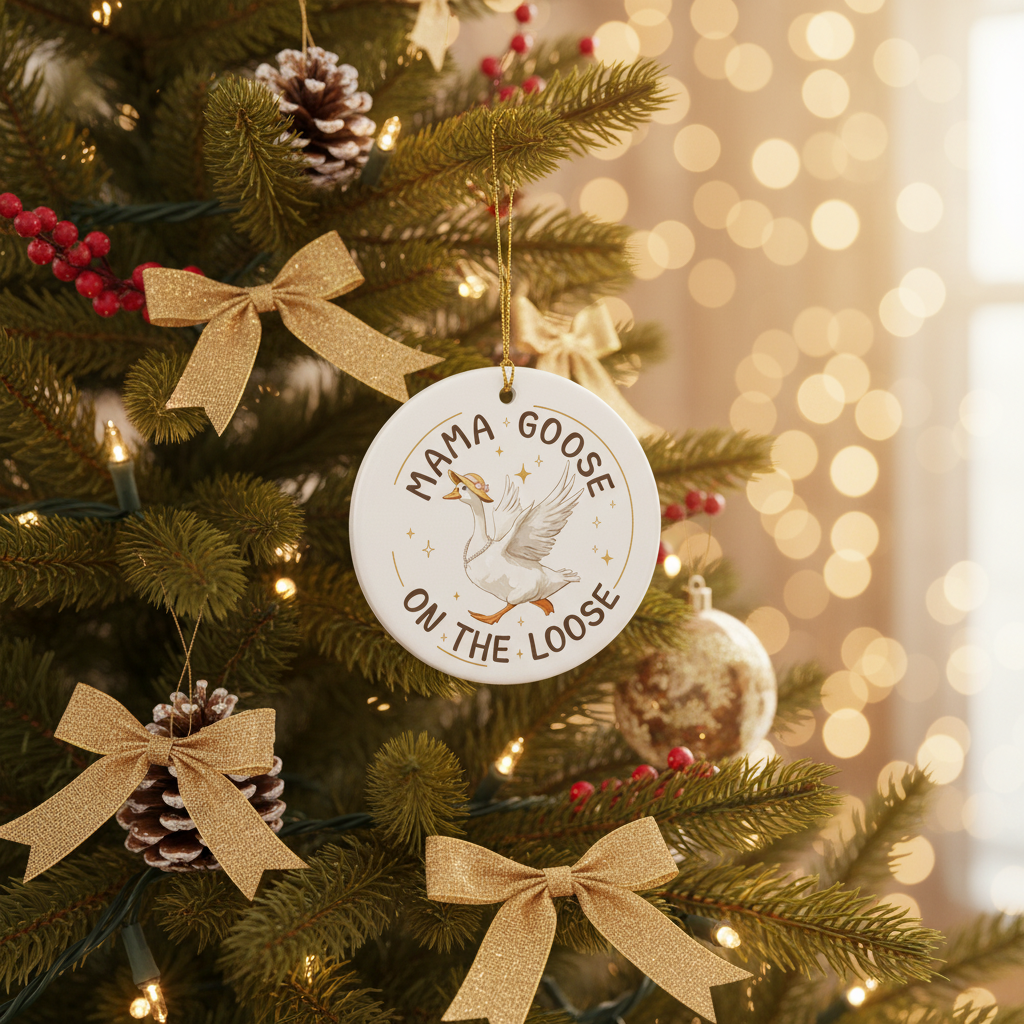 [2D FLAT ACRYLIC] Funny Mama Goose Christmas Ornament - Humorous Holiday Decor Gift for Mom
