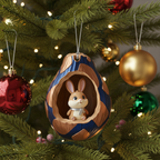 [2D FLAT ACRYLIC] Cute Bunny Rabbit Christmas Ornament – Acrylic Holiday Gift for Animal Lovers