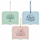 [2D FLAT ACRYLIC] Book Lover Christmas Ornament – Ceramic Gift for Readers