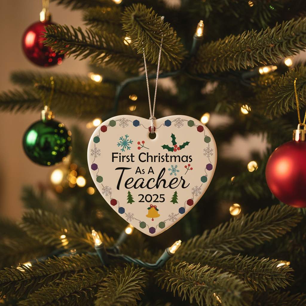 [2D FLAT ACRYLIC] First Year Teacher Ornament 2025 – Heartfelt Gift for New Educators