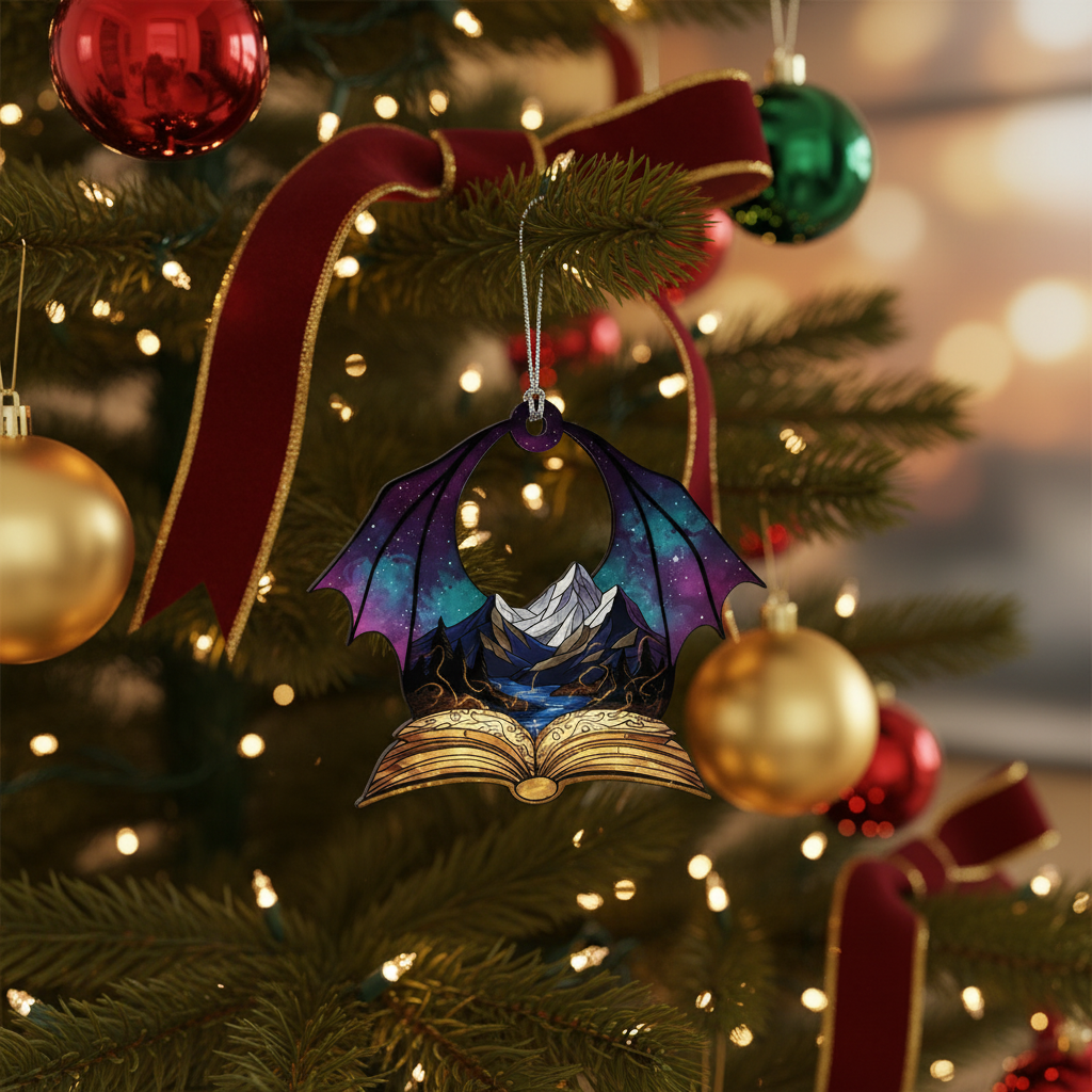 [2D FLAT ACRYLIC] Book Lovers Ceramic Christmas Ornament – Keepsake Gift for Readers & Librarians