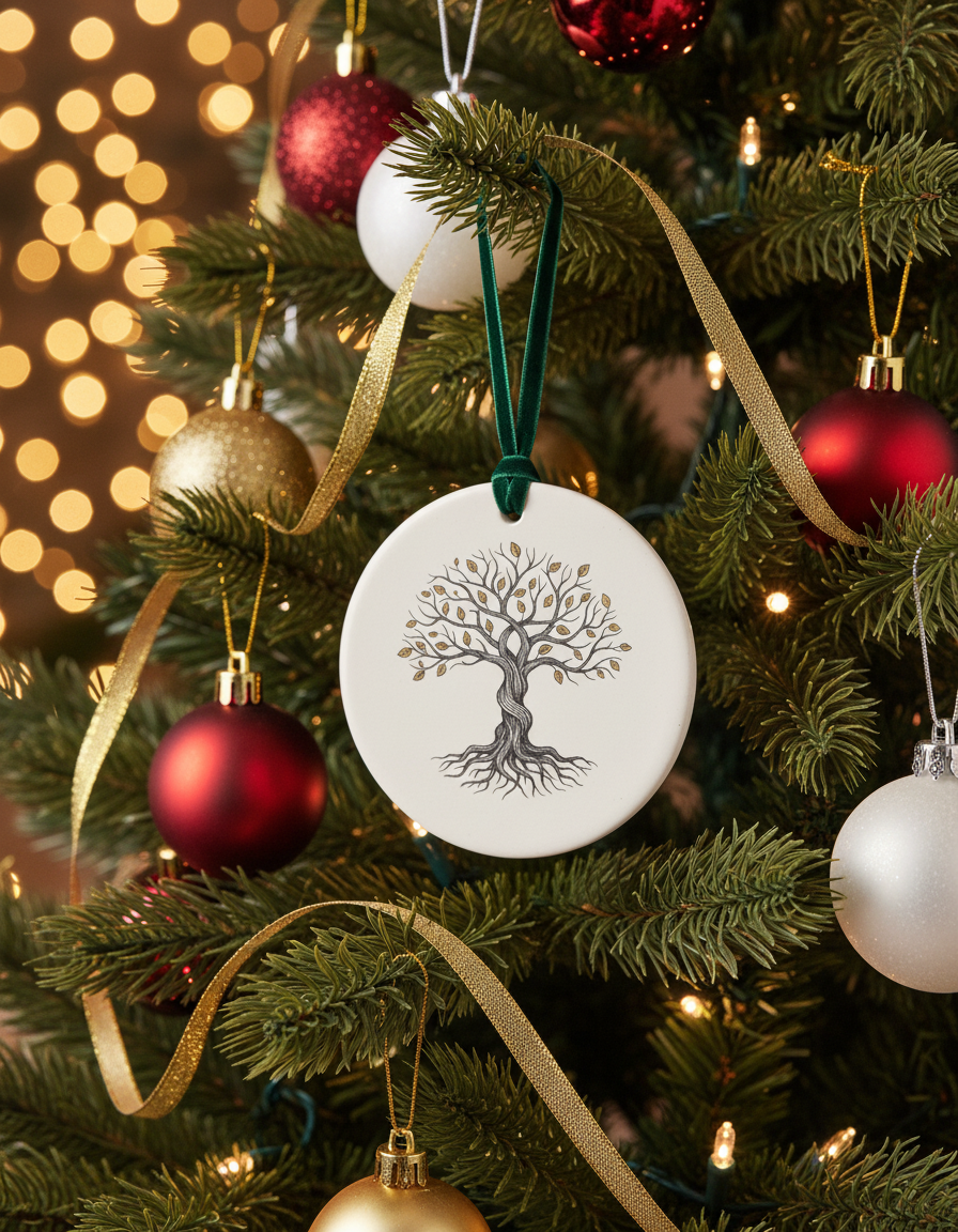 [2D FLAT ACRYLIC] Ceramic Tree of Life Ornament - Family Tree & Roots Keepsake Gift