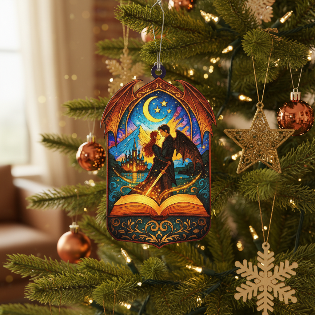 [2D FLAT ACRYLIC] Enchanting Book Christmas Ornament – Keepsake Gift for Book Lovers