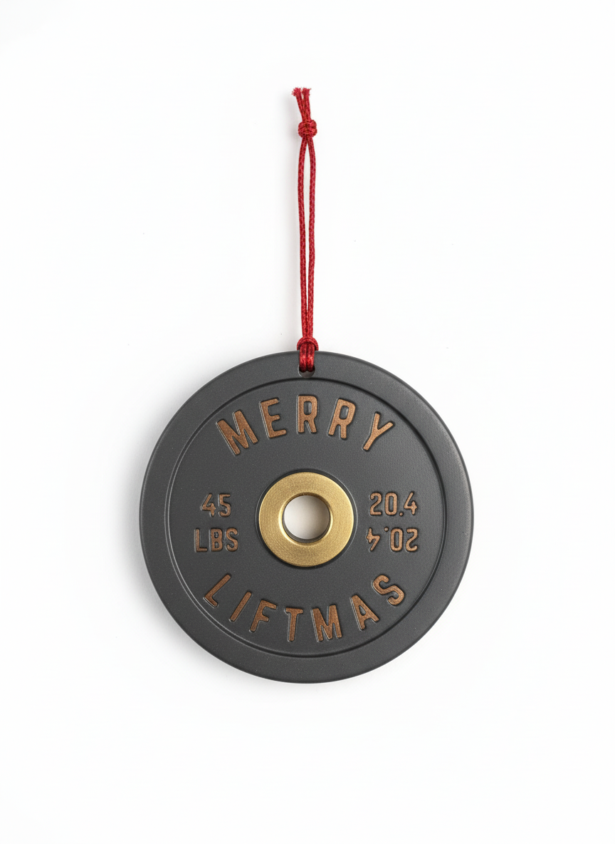 [2D FLAT ACRYLIC] Merry Liftmas Barbell Christmas Ornament – Unique Gym & Weightlifting Gift