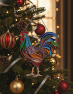 [2D FLAT ACRYLIC] Rooster Suncatcher Ornament – Farm Animal Decor for Window Hanging