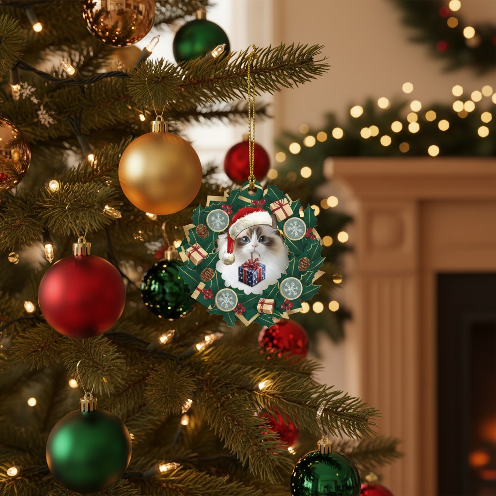 [2D FLAT ACRYLIC] Funny Horse Girl Ceramic Ornament – 'No Money, Just Horses' Christmas Gift