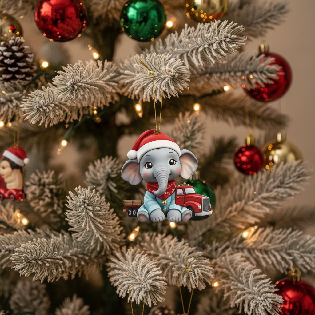 [2D FLAT ACRYLIC] Adorable Christmas Animal Ornament – Durable Acrylic Holiday Tree Decor