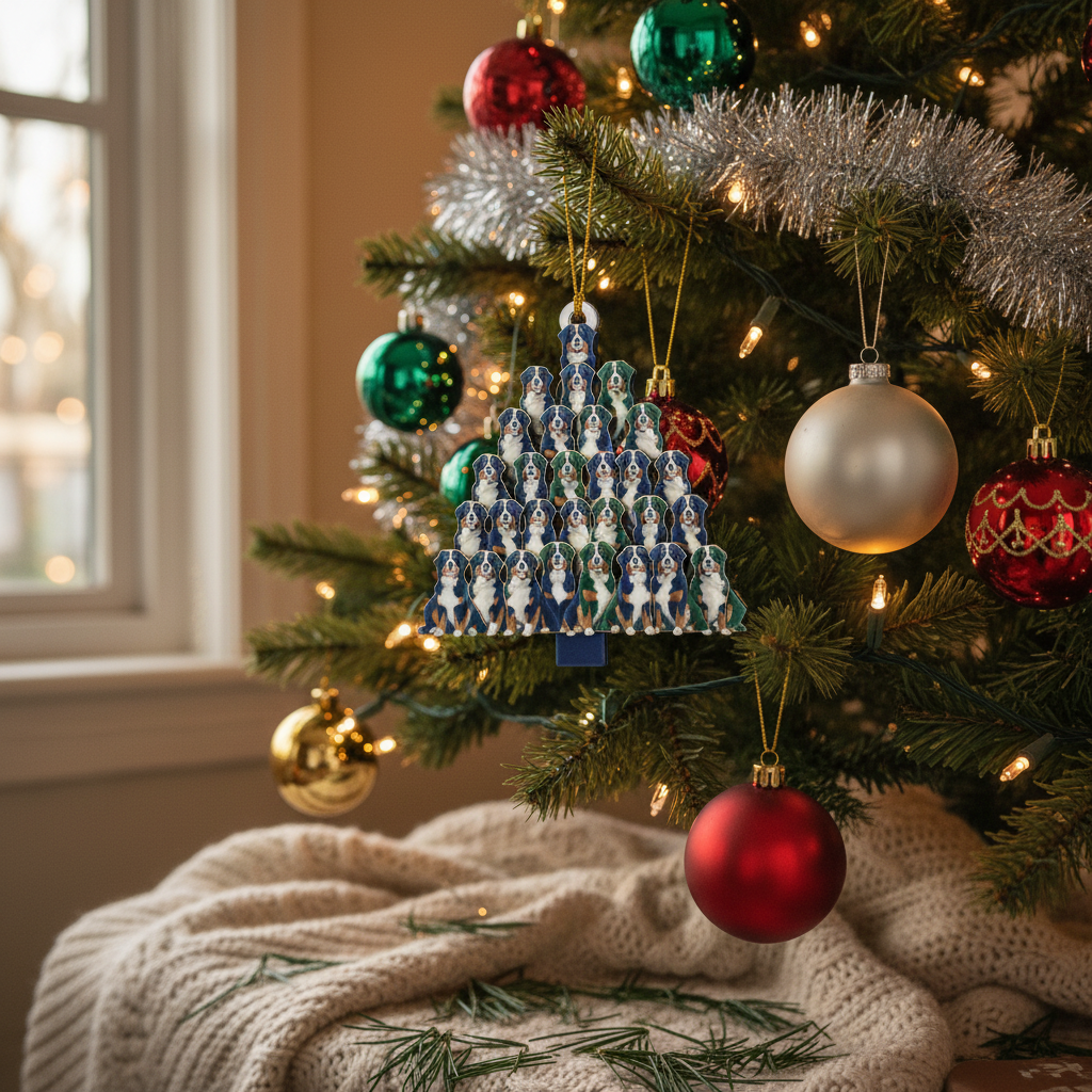 [2D FLAT ACRYLIC] Charming Bernese Mountain Dog Christmas Ornament – Festive Dog Lover Gift