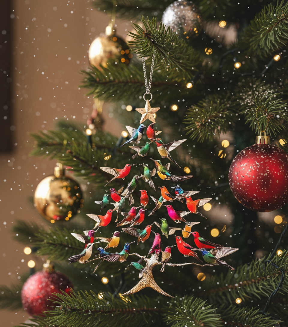 [2D FLAT ACRYLIC] Stacked Hummingbird Christmas Ornament – Colorful Acrylic Holiday Decor for 2025