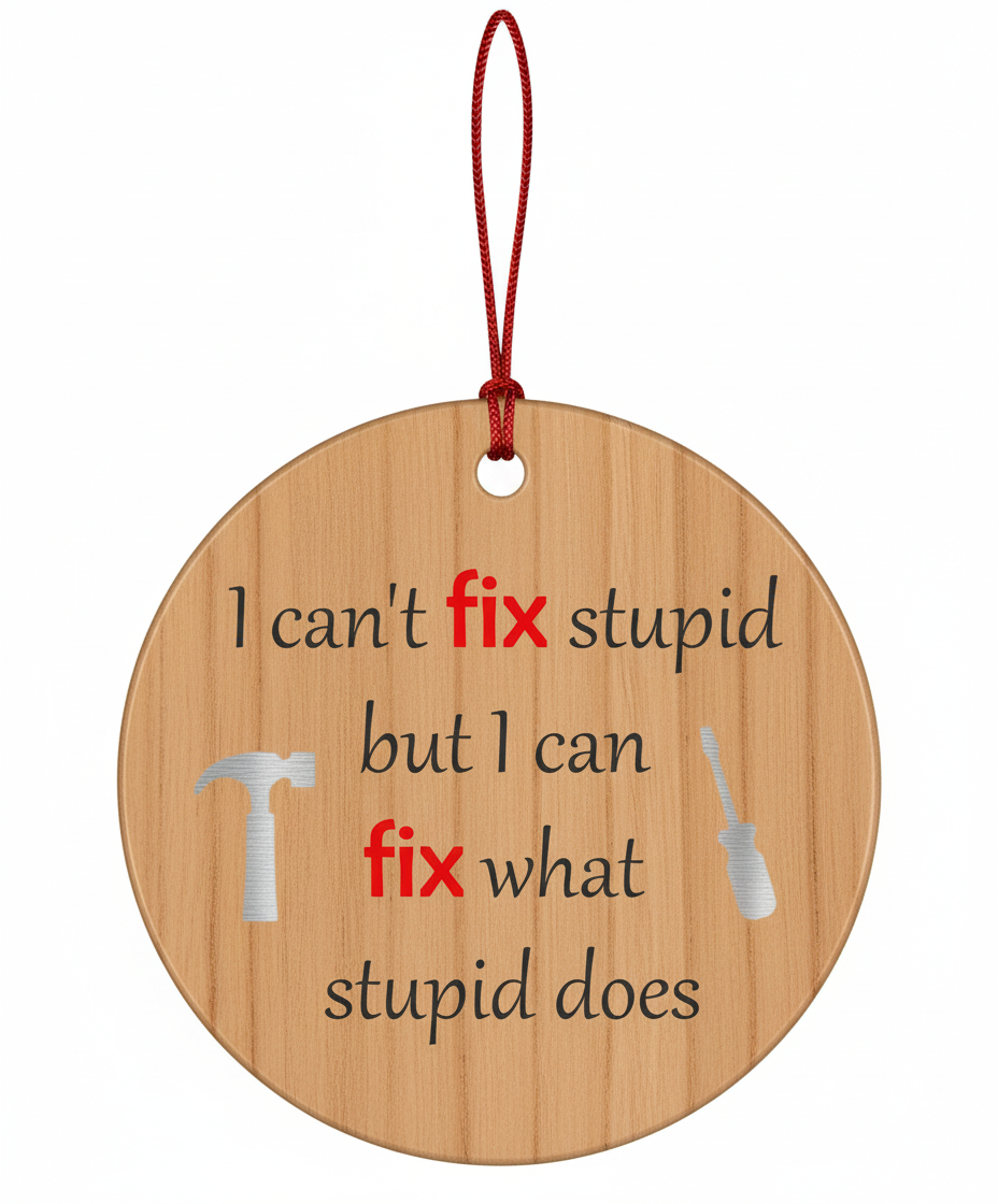 [2D FLAT ACRYLIC] Funny Mechanic & Carpenter Christmas Ornament | Humorous Handyman Holiday Decor Gift