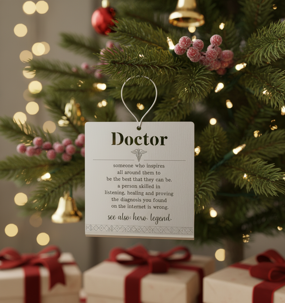 [2D FLAT ACRYLIC] Doctor Appreciation Gift Plaque – Stainless Steel Desk Decor for Medical Professionals