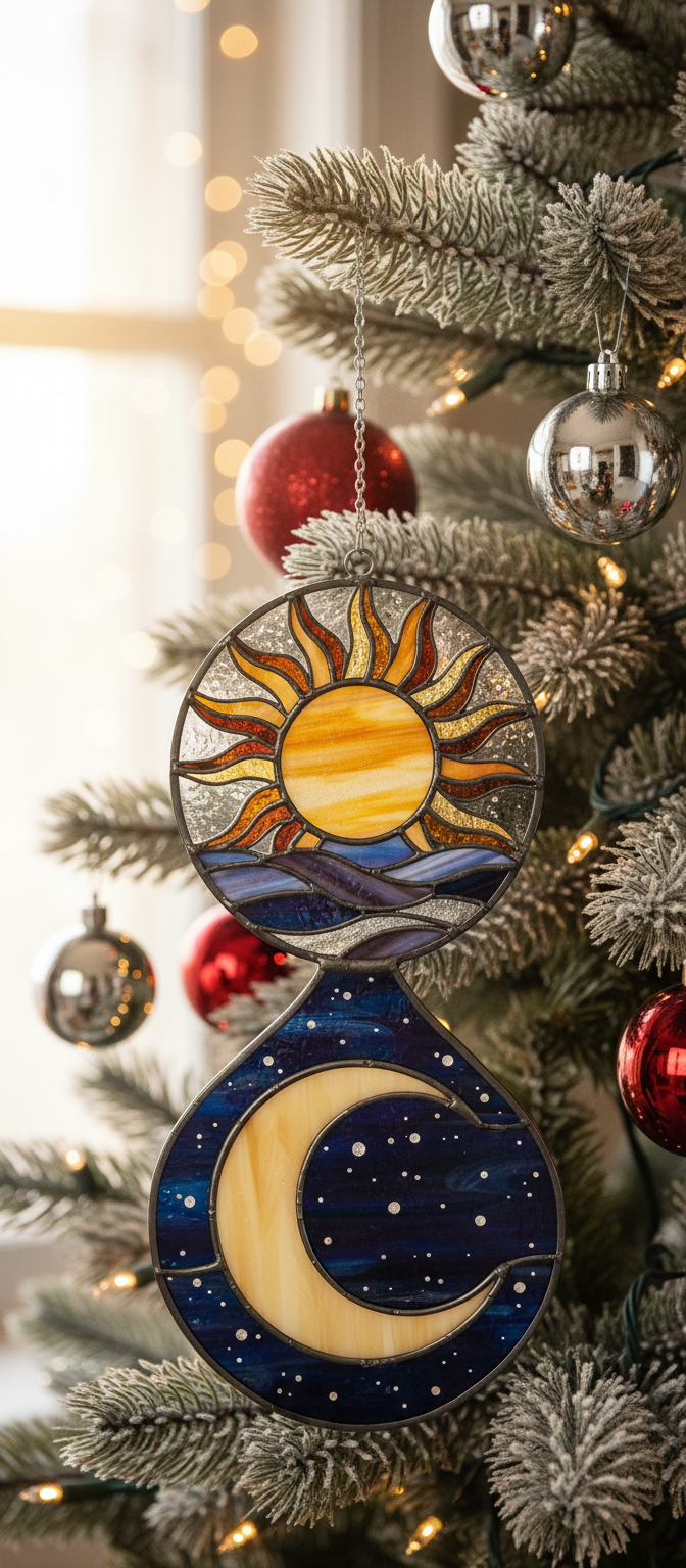 [2D FLAT ACRYLIC] Sun and Moon Celestial Ornament – Mystical Acrylic Christmas & Wall Decor