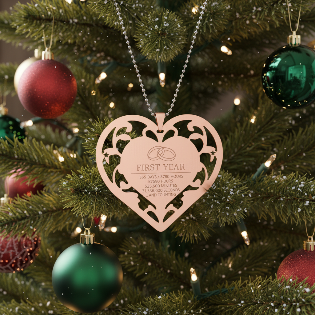 [2D FLAT ACRYLIC] 1st Anniversary Heart-Shaped Ornament – Romantic Steel Keepsake Gift for Couples