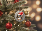 [2D FLAT ACRYLIC] Cute Penguin Christmas Ornament 2025 – Double-Sided Porcelain Holiday Decor