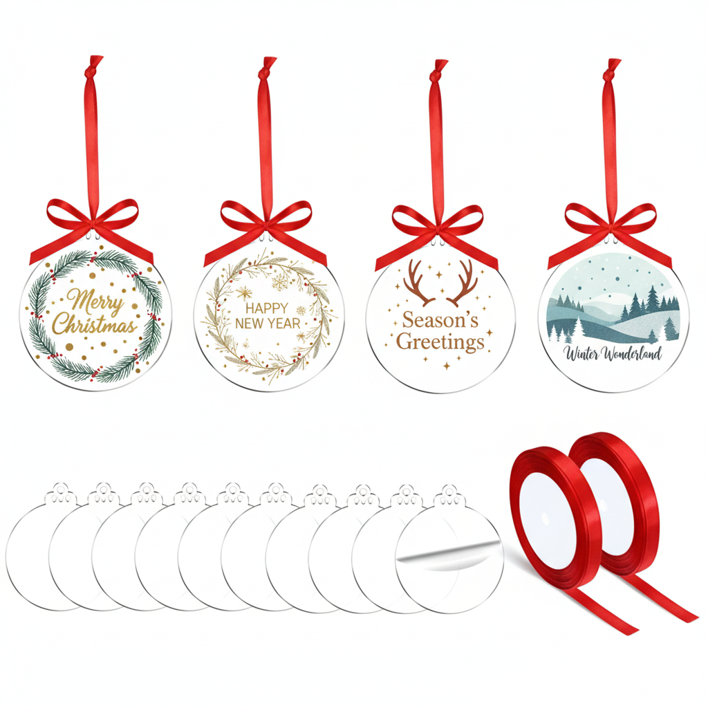 [2D FLAT ACRYLIC] 3-Inch Clear Acrylic Ornament Blanks for DIY Crafts