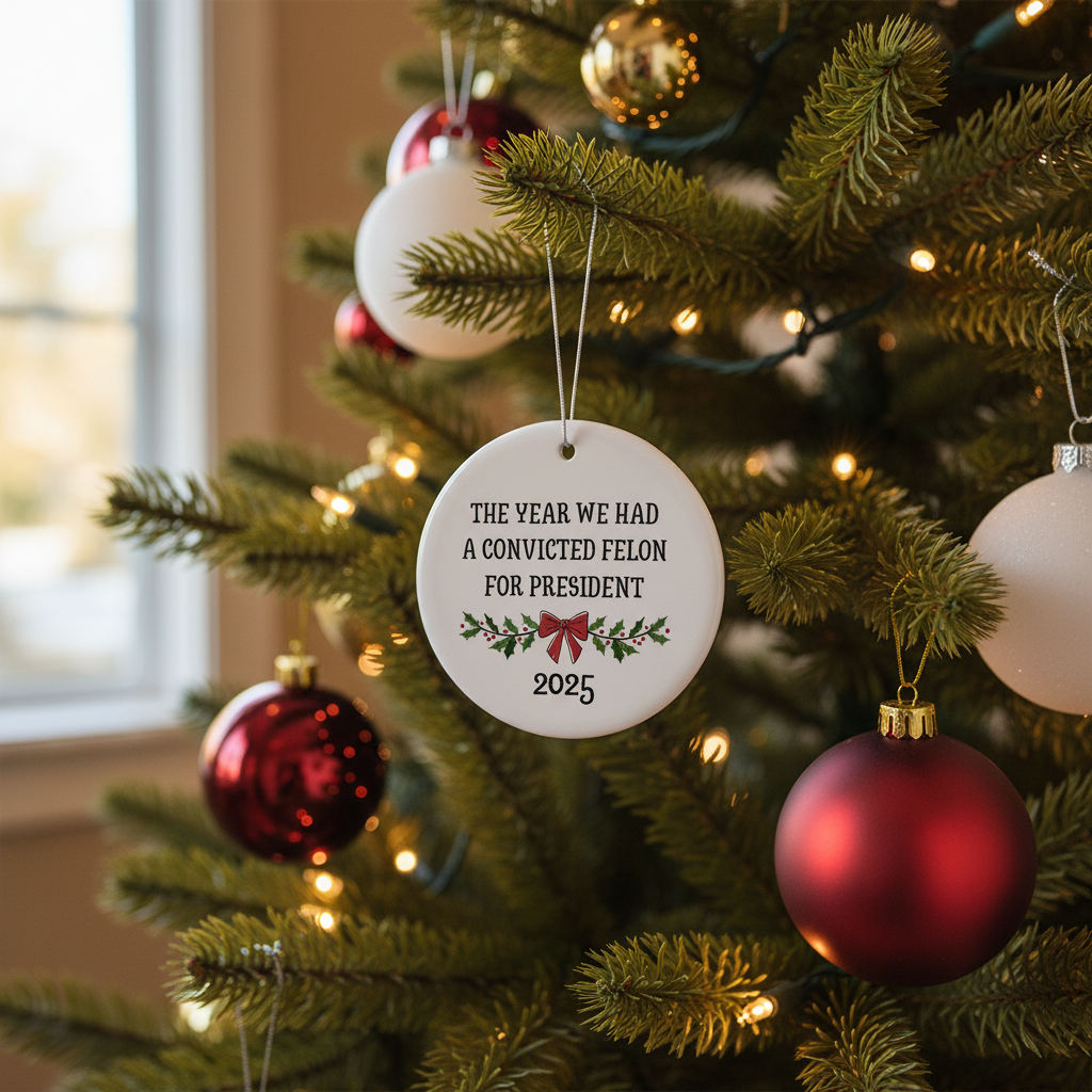 [2D FLAT ACRYLIC] Funny Anti-Trump Christmas Ornament – Unique 2025 Political Gag Gift
