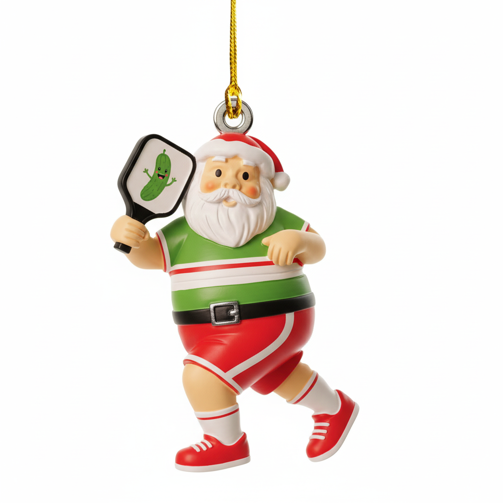 [2D FLAT ACRYLIC] Pickleball Santa Christmas Ornament – Funny Holiday Gift for Players