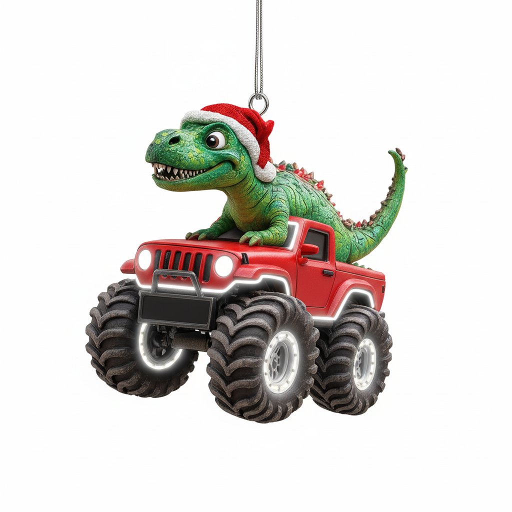 [2D FLAT ACRYLIC] Personalized Grinch Trucker Ornament | Custom Truck Driver Christmas Gift