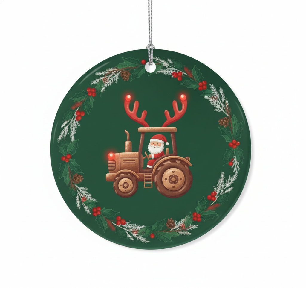 [2D FLAT ACRYLIC] Personalized Red Truck Christmas Ornament | Vintage Family Holiday Decor Keepsake