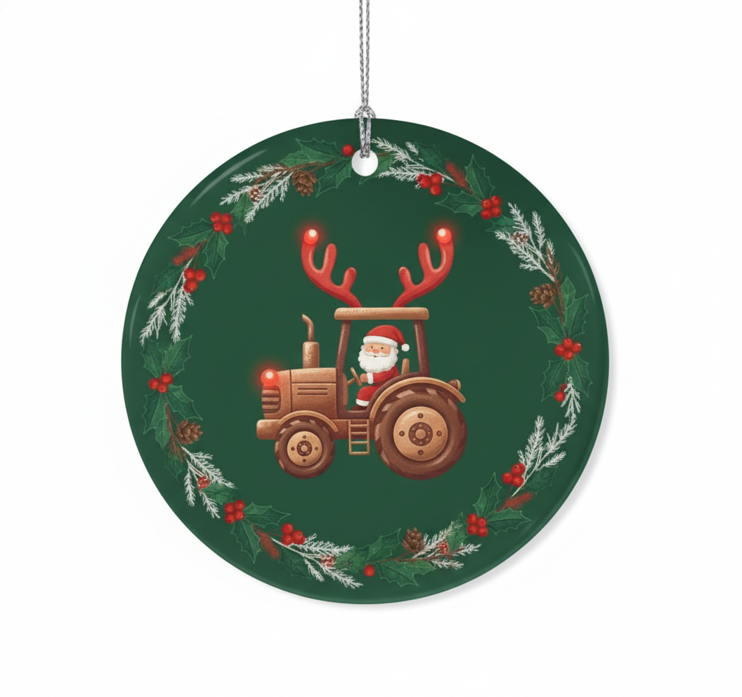 [2D FLAT ACRYLIC] Personalized Red Truck Christmas Ornament | Vintage Family Holiday Decor Keepsake
