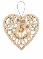 [2D FLAT ACRYLIC] 5th Anniversary Heart Ornament with 2025 Year Tag – Keepsake Gift for Couples
