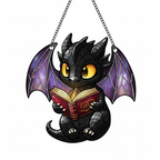 [2D FLAT ACRYLIC] Fantasy Dragon Reading Suncatcher Ornament – Unique Bookish Home Decor Gift