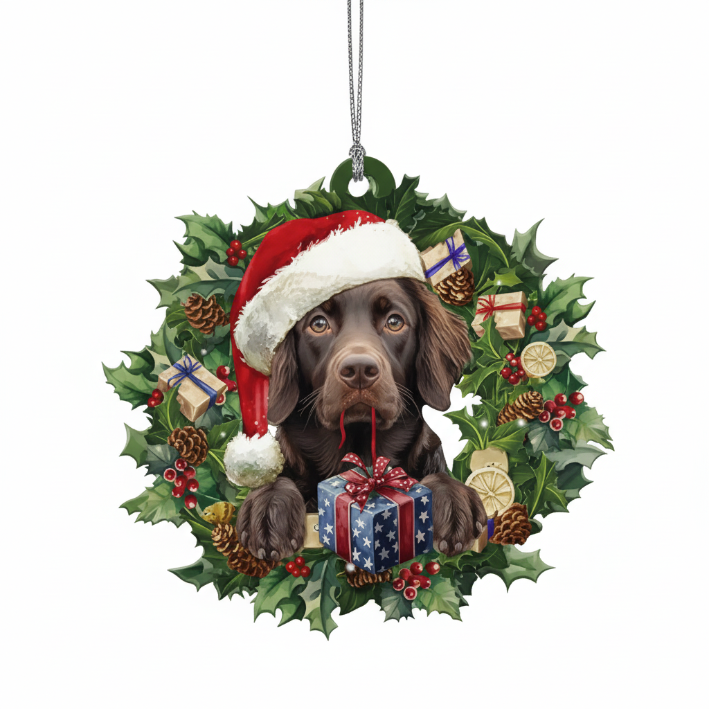 [2D FLAT ACRYLIC] Charming Boykin Spaniel Christmas Ornament – Keepsake Gift for Dog Lovers