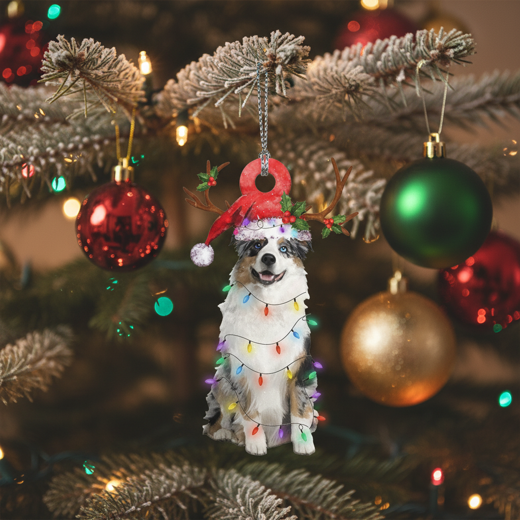 [2D FLAT ACRYLIC] Australian Shepherd Christmas Ornament – Festive Holiday Gift for Dog Lovers