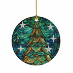 [2D FLAT ACRYLIC] Stained Glass Tree 2D Flat Acrylic Ornament - Teal Christmas