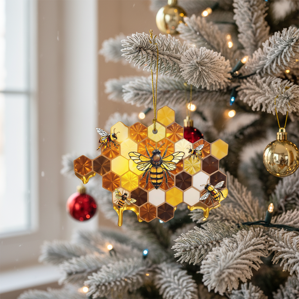 [2D FLAT ACRYLIC] Honey Bee Acrylic Suncatcher – Beautiful Bumblebee Ornament & Gift for Bee Lovers