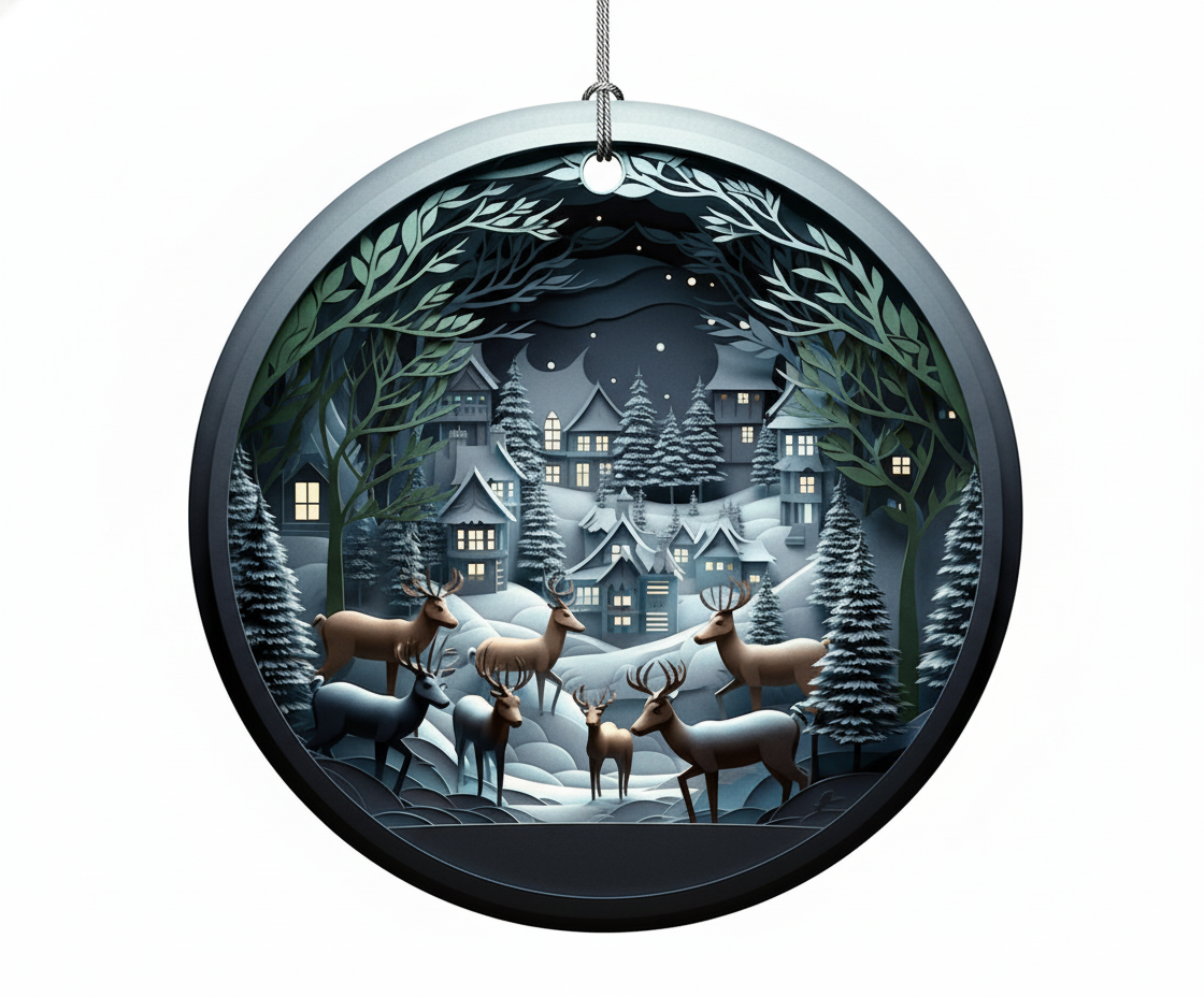 [2D FLAT ACRYLIC] Stained Glass Effect Christmas Ornament – 2025 Ceramic Holiday Keepsake Gift