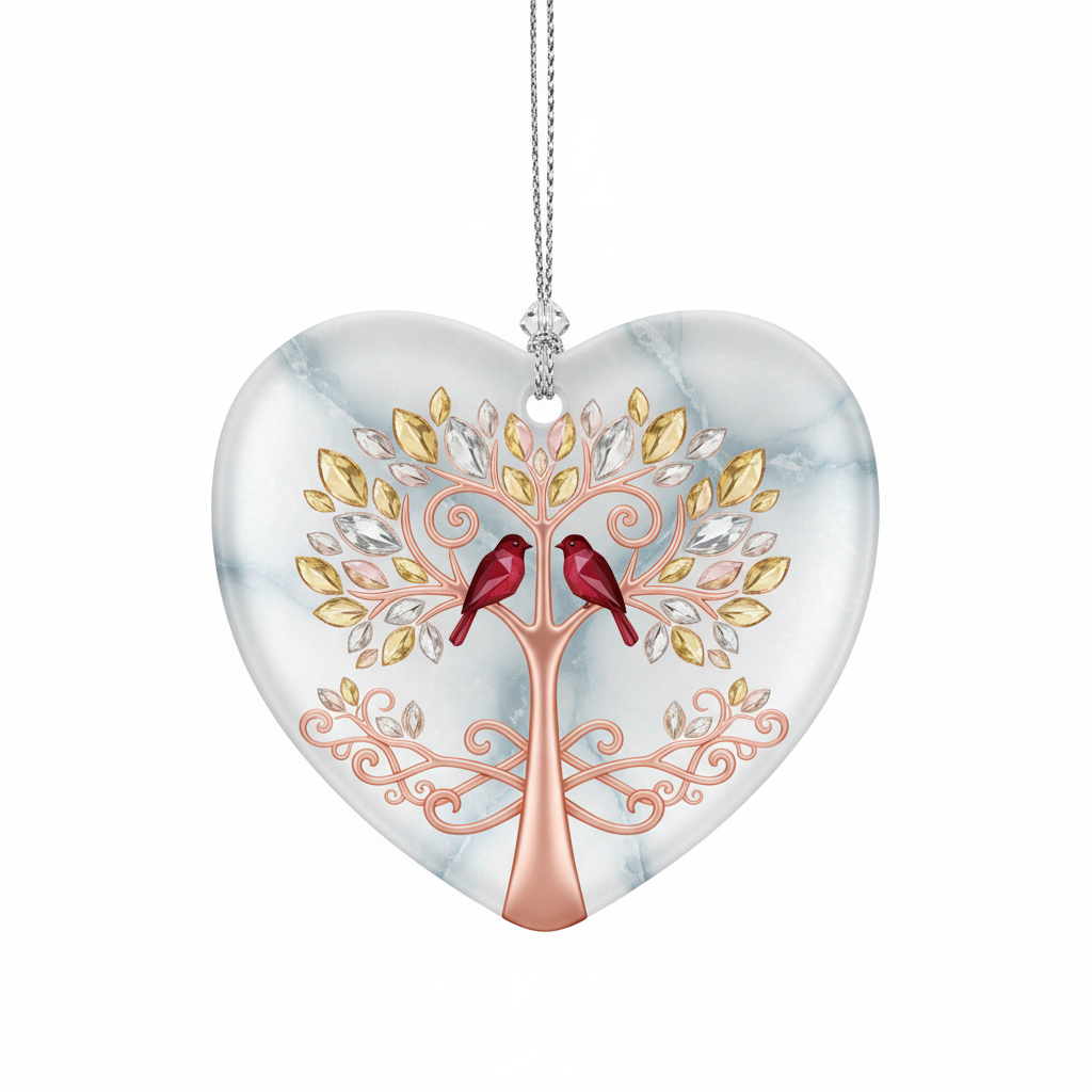 [2D FLAT ACRYLIC] 10th Anniversary Ceramic Heart Ornament – Wedding Anniversary Gift for Couple