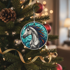 [2D FLAT ACRYLIC] Ceramic Horse Christmas Ornament – Gift for Equestrian Lovers