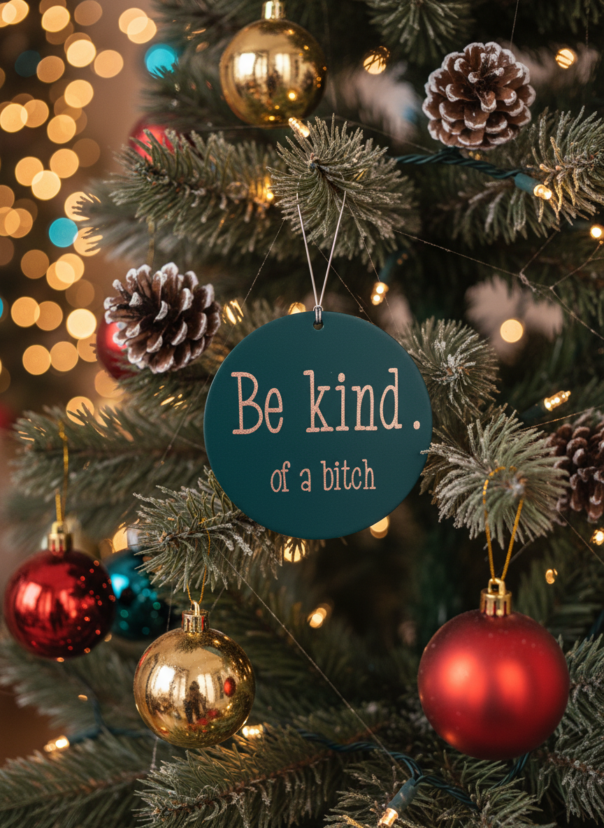[2D FLAT ACRYLIC] Funny Sarcastic Christmas Ornament – 'Be Kind of a Bitch' Coworker Gift
