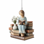 [2D FLAT ACRYLIC] Personalized Book Lover Ornament – Custom 'Girl Who Loves Books' Gift