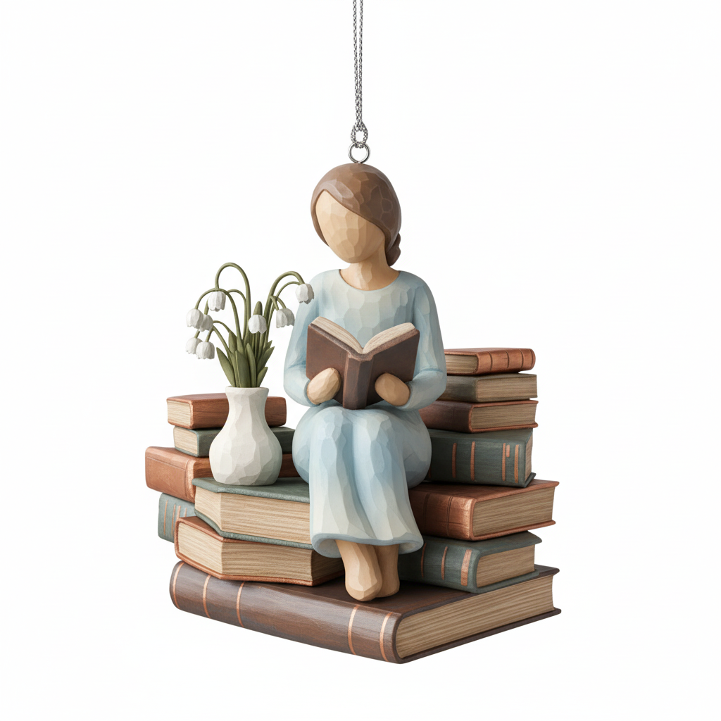 [2D FLAT ACRYLIC] Personalized Book Lover Ornament – Custom 'Girl Who Loves Books' Gift