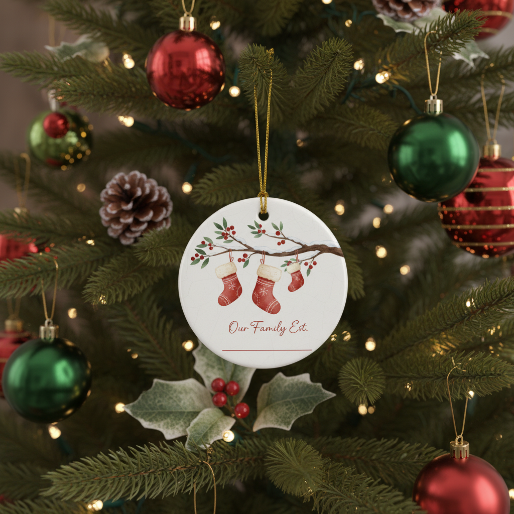 [2D FLAT ACRYLIC] Baby's First Christmas 2025 Ornament – Keepsake Gift for Family of Three