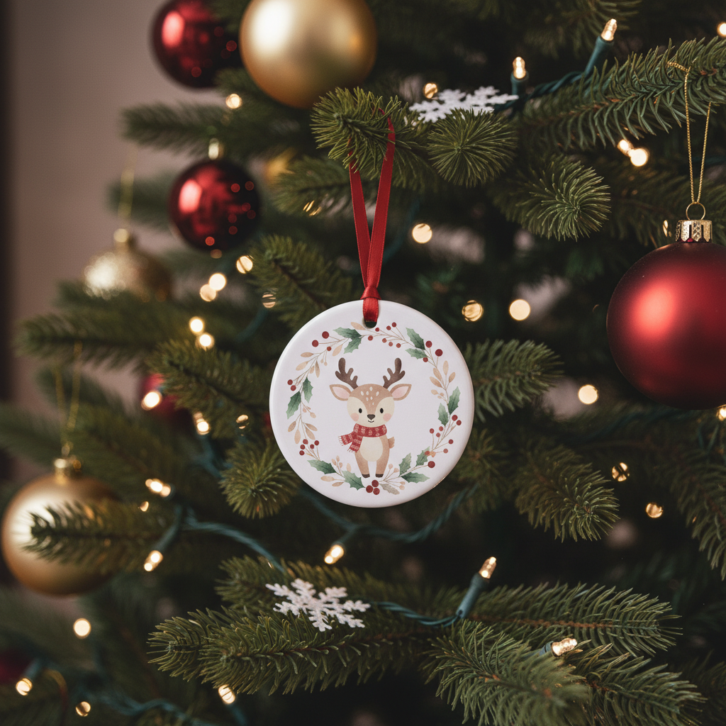 [2D FLAT ACRYLIC] Baby's First Christmas Ornament 2025 - Ceramic Keepsake Gift for Newborn Boy or Girl