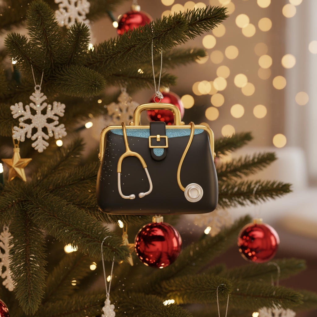 [2D FLAT ACRYLIC] Doctor's Bag Glass Christmas Ornament – Handcrafted Gift for Medical Professionals