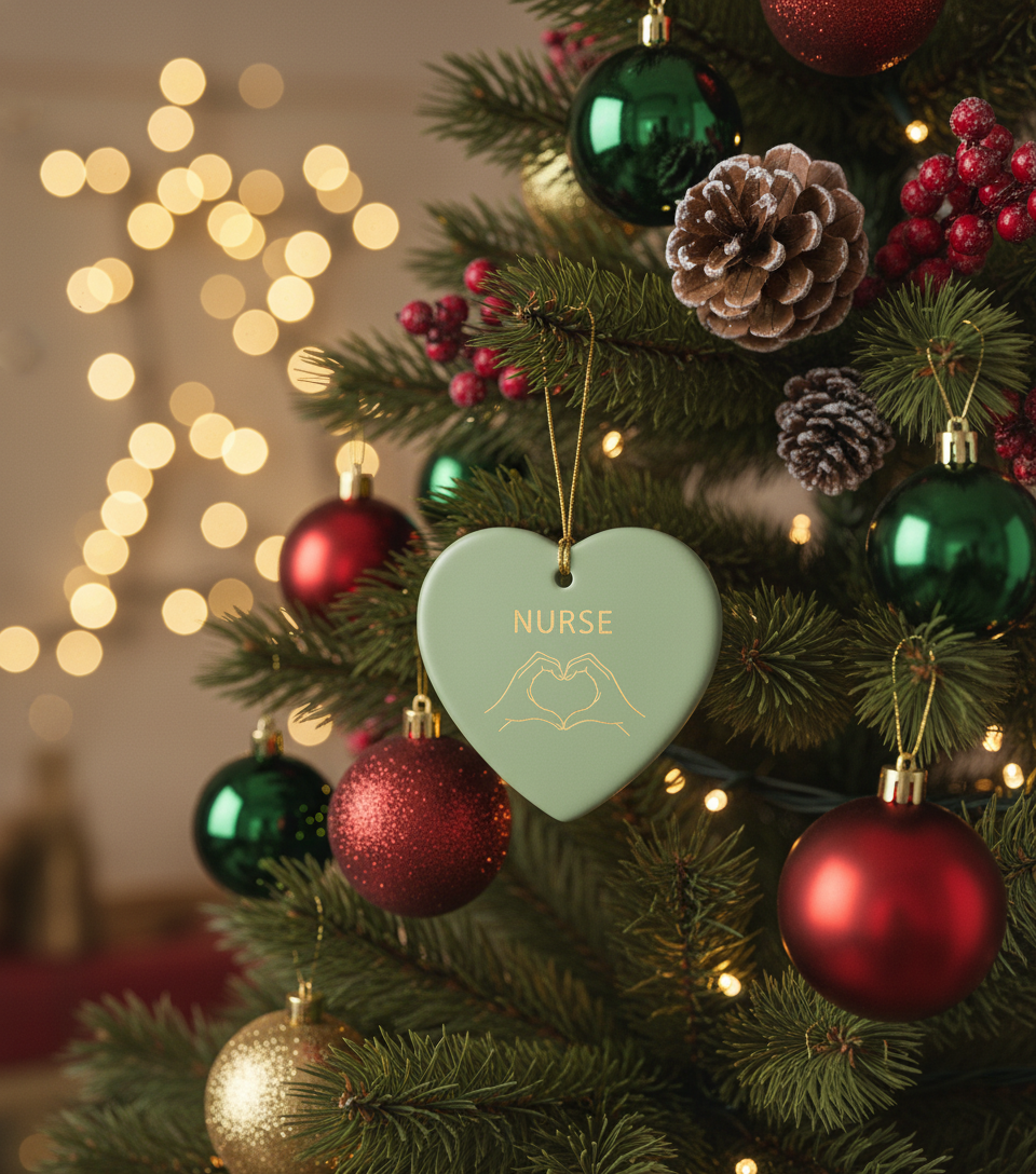 [2D FLAT ACRYLIC] Personalized Nurse Heart Ornament 2025 – Christmas Gift for Nurses & RNs