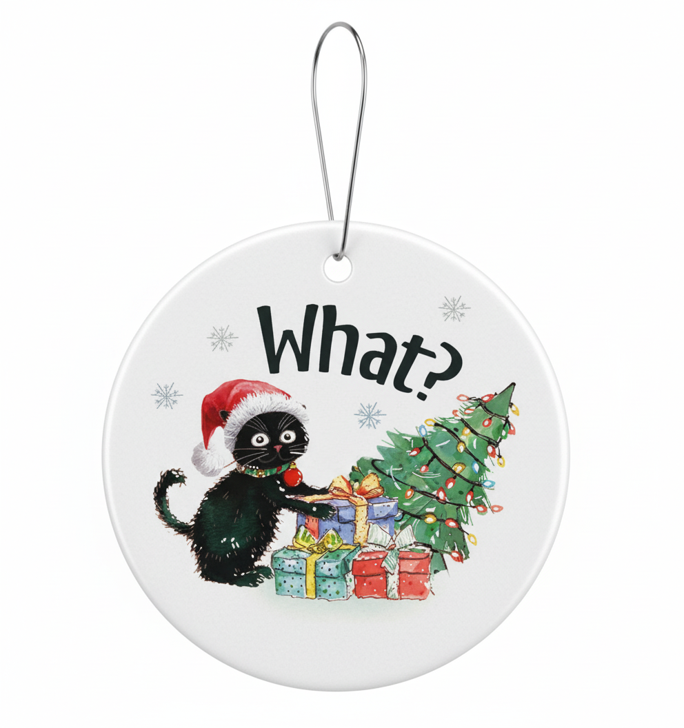 [2D FLAT ACRYLIC] Adorable Black Cat Christmas Ornament | Keepsake Holiday Gift for Cat Lovers