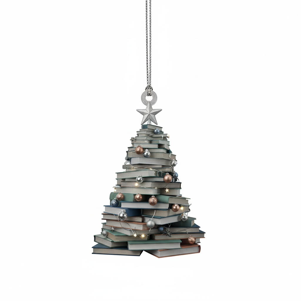 [2D FLAT ACRYLIC] Book Lover Ornament – Acrylic & Christmas Gift for Readers