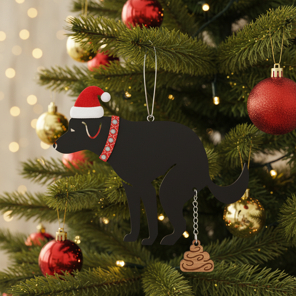 [2D FLAT ACRYLIC]  Black Labrador Christmas Dog Ornament – Funny Pet Ornament for Christmas Tree, Cute Dog Lover Gift, Holiday Home Decoration