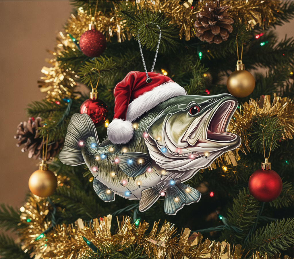 [2D FLAT ACRYLIC] Largemouth Bass Christmas Ornament – Fishing Gift for Anglers
