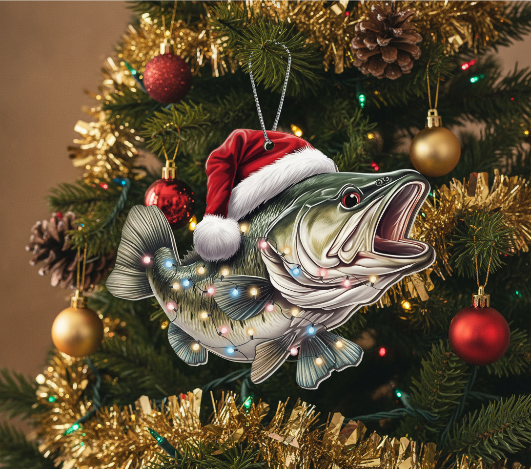 [2D FLAT ACRYLIC] Largemouth Bass Christmas Ornament – Fishing Gift for Anglers