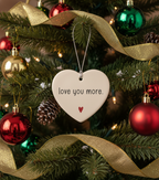 [2D FLAT ACRYLIC] Love You More Christmas Ornament – Ceramic Heart Keepsake Gift for Couples & Family